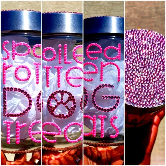 NEW Large Custom Embellished Spoiled Dog Treat Jar: Available in various colors - Picture 1 of 1